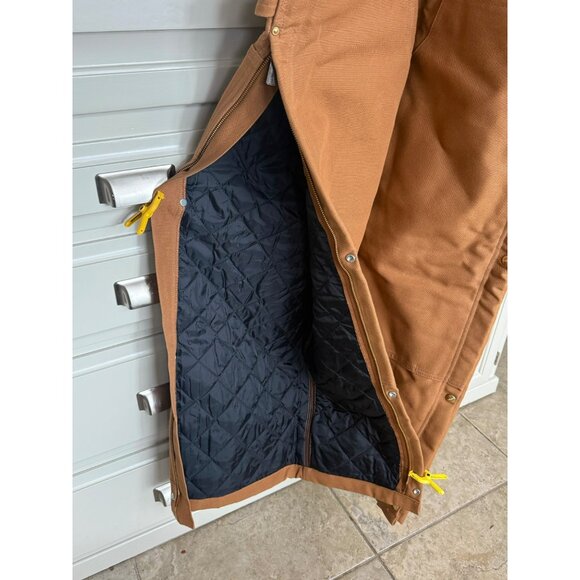 Carhartt Firm Duck Insulated Bib Overalls Loose Fit L Brown - Picture 11 of 12